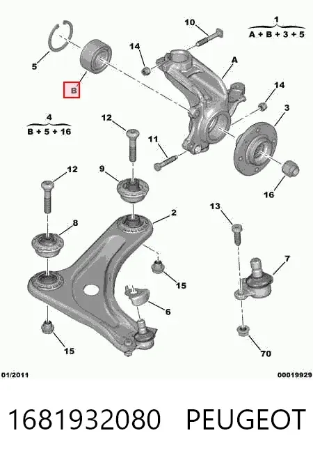 Cojinete de rueda delantero 1681932080 Peugeot/Citroen