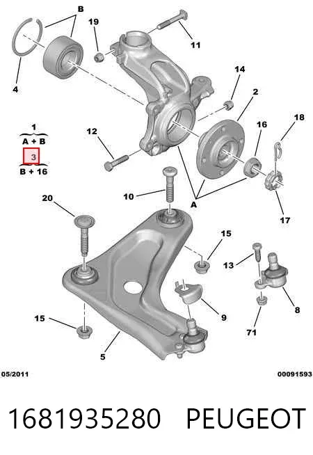 Cojinete de rueda delantero 1681935280 Peugeot/Citroen