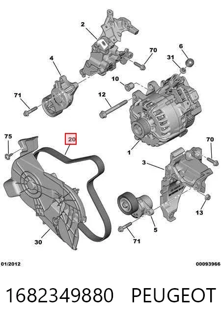 Correa de alternador 1682349880 Peugeot/Citroen