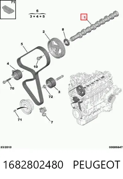 Árbol de levas PEUGEOT 1682802480