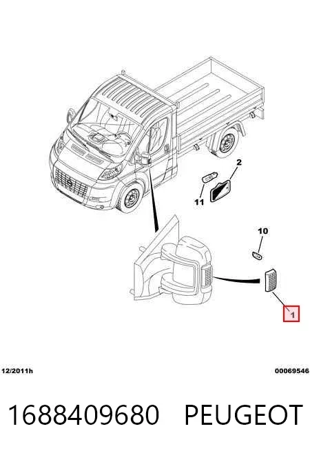Luz intermitente del espejo retrovisor derecho 1688409680 Peugeot/Citroen