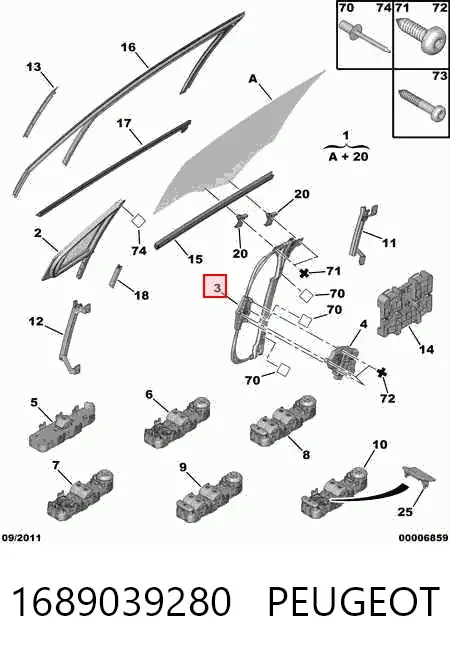 Mecanismo de elevalunas delantero derecha 1689039280 Peugeot/Citroen