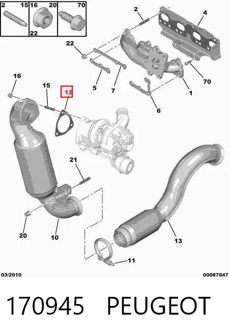 Junta de escape 170945 Peugeot/Citroen