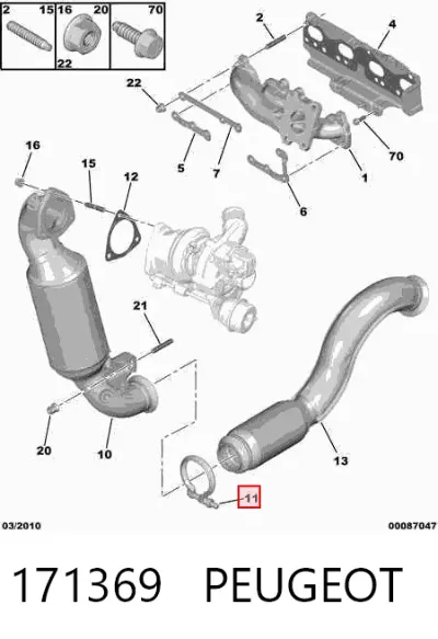 Abrazadera trasera del silenciador PEUGEOT 171369