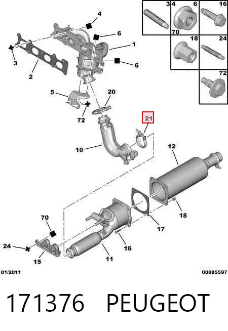Abrazadera del colector de escape 171376 Peugeot/Citroen