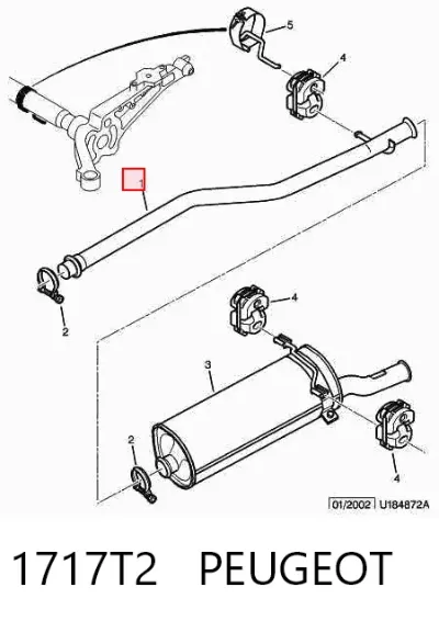 Tubo intermedio de escape PEUGEOT 1717T2