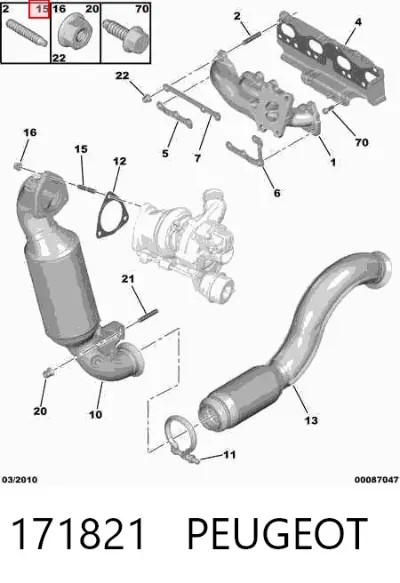 Espárrago del colector de escape PEUGEOT 171821