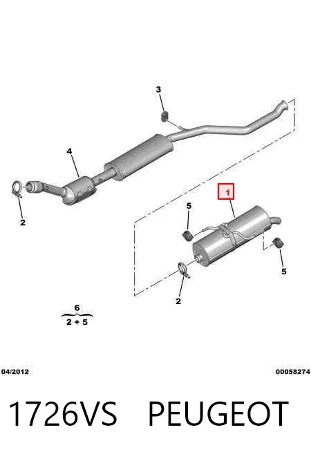 Silenciador trasero 1726VS Peugeot/Citroen