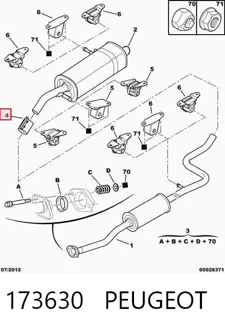 Abrazadera de sujeción delantera 173630 Peugeot/Citroen