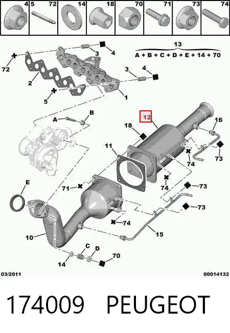 Catalizador (pieza de recambio) 174009 Peugeot/Citroen