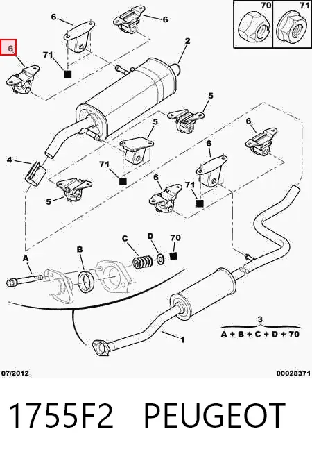 Soporte escape 1755F2 Peugeot/Citroen