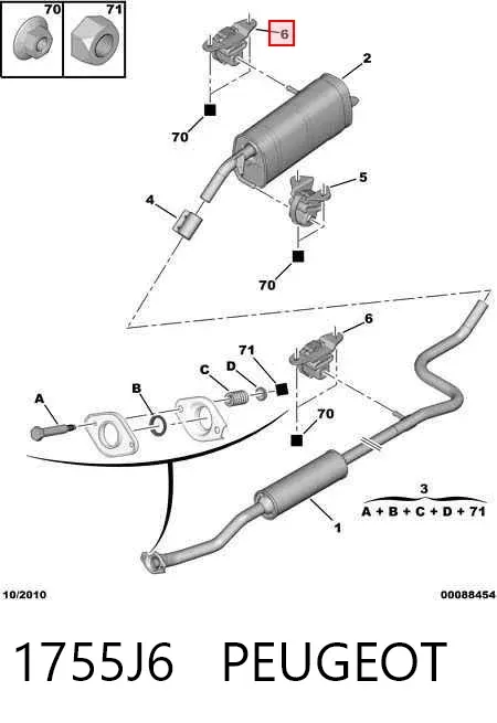Abrazadera de tubo de escape trasera 1755J6 Peugeot/Citroen