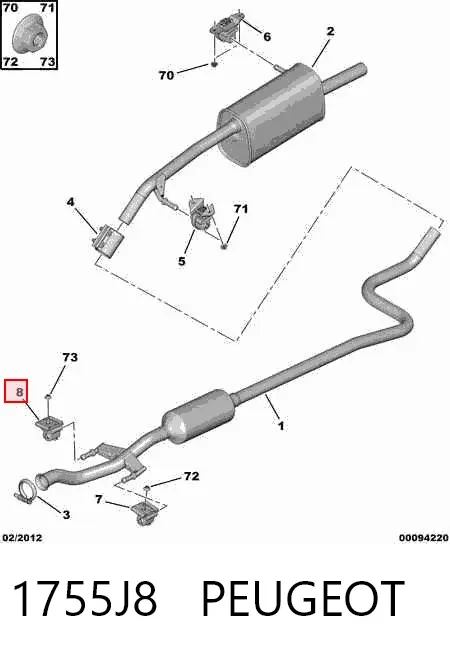 Soporte escape 1755J8 Peugeot/Citroen