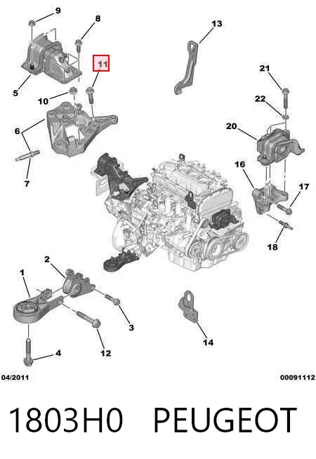 Perno del soporte del motor 1803H0 Peugeot/Citroen
