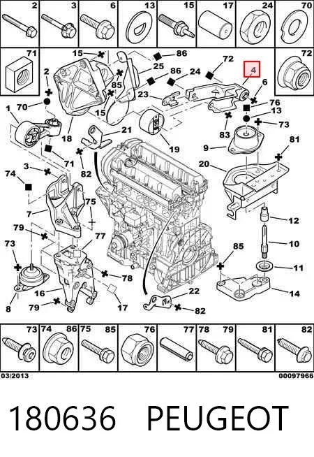 Soporte del soporte delantero del motor 180636 Peugeot/Citroen