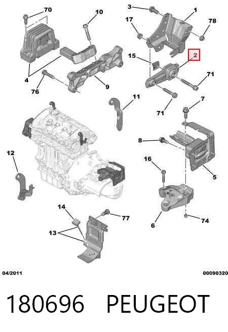 Soporte de motor trasero 180696 Peugeot/Citroen