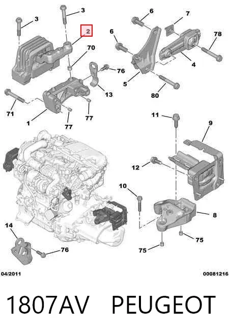 Soporte superior derecho del motor 1807AV Peugeot/Citroen
