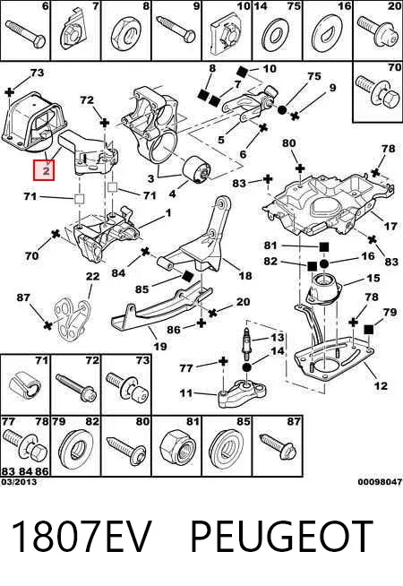 Soporte de motor derecho 1807EV Peugeot/Citroen