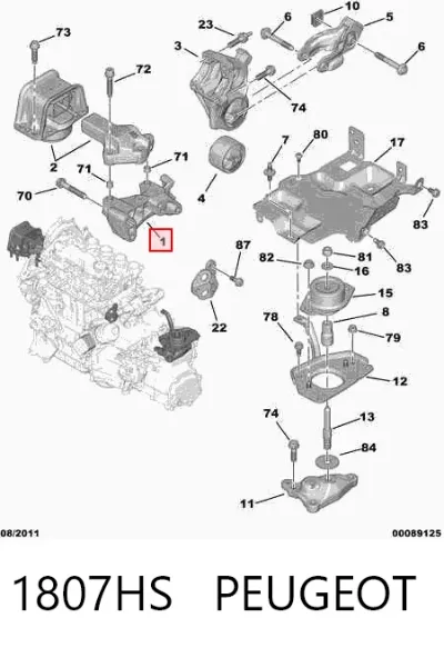 Soporte derecho del motor PEUGEOT 1807HS