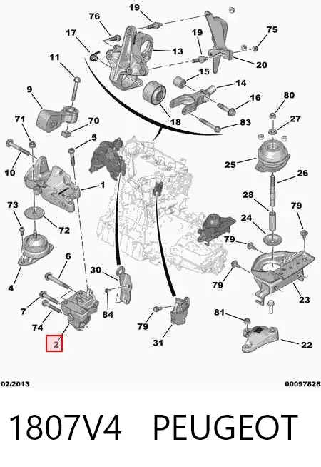 Soporte de motor derecho 1807V4 Peugeot/Citroen