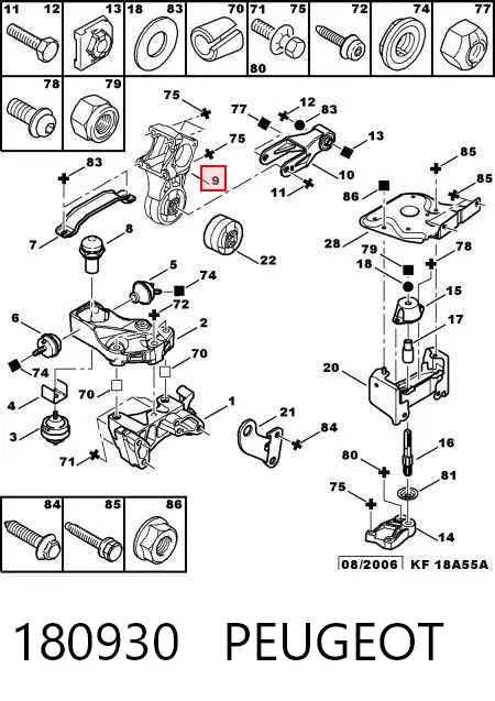 Soporte trasero de motor con silentblock 180930 Peugeot/Citroen