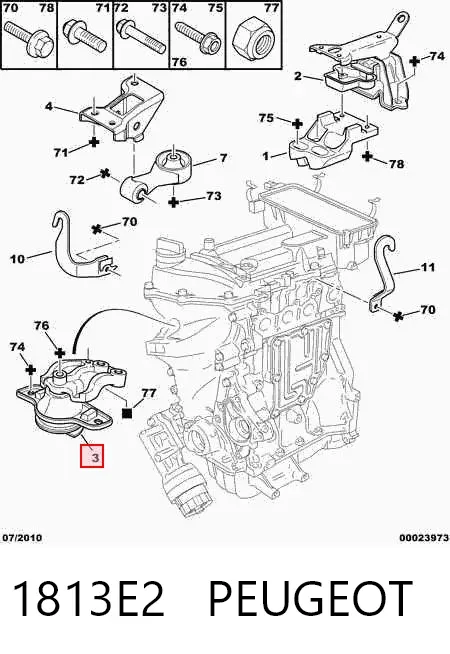 Soporte de motor derecho 1813E2 Peugeot/Citroen