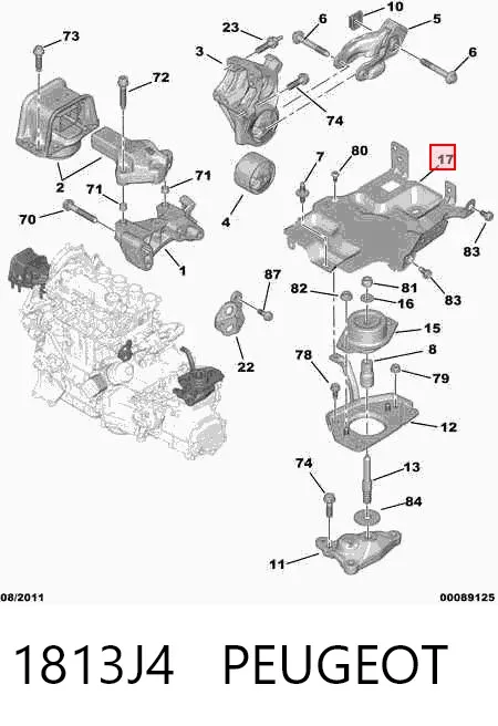 Soporte de la caja de cambios 1813J4 Peugeot/Citroen