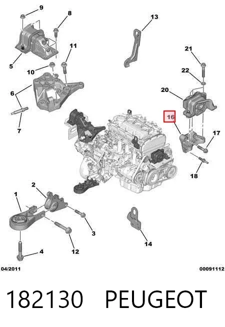 Soporte del soporte izquierdo del motor 182130 Peugeot/Citroen