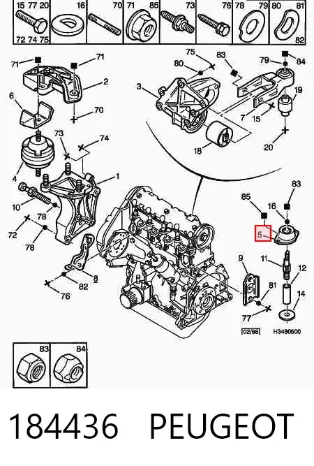 Soporte izquierdo del motor 184436 Peugeot/Citroen