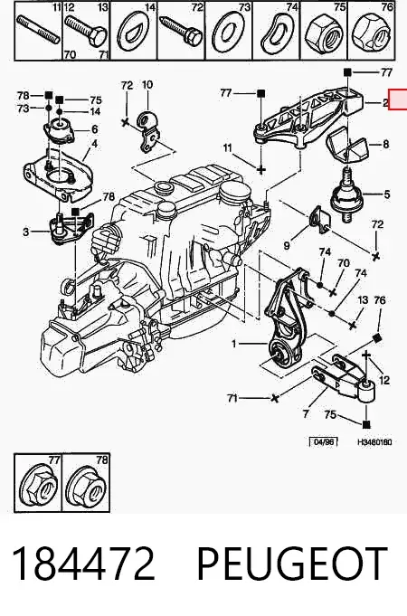 Soporte de motor derecho 184472 Peugeot/Citroen