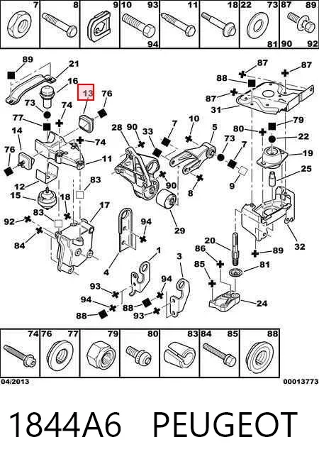 Soporte derecho de motor con silentblock 1844A6 Peugeot/Citroen