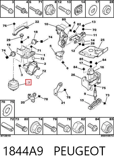 Soporte de motor derecho 1844A9 Peugeot/Citroen