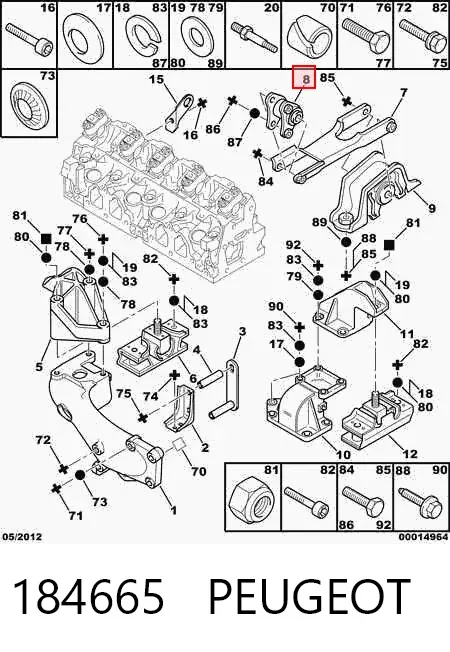Soporte delantero izquierdo del motor 184665 Peugeot/Citroen