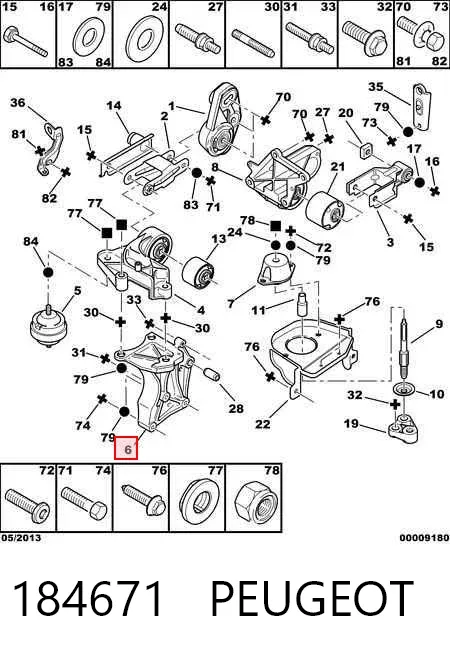 Soporte derecho del motor 184671 Peugeot/Citroen