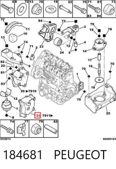 Soporte derecho del motor PEUGEOT 184681