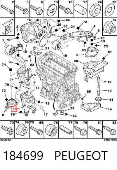 Soporte derecho del motor PEUGEOT 184699