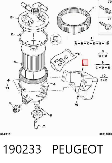 Soporte del filtro de combustible 190233 Peugeot/Citroen