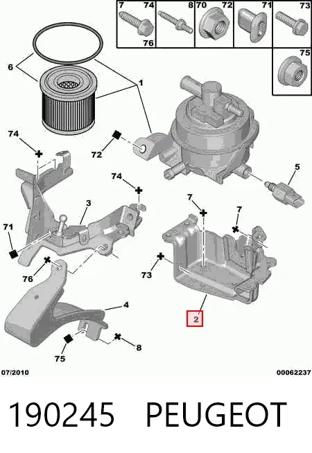 Soporte del filtro de combustible 190245 Peugeot/Citroen