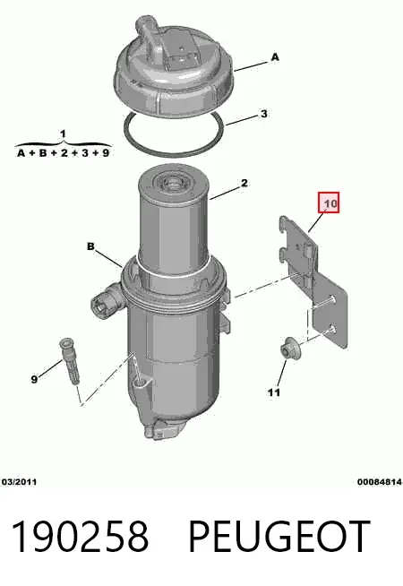 Soporte del filtro de combustible 190258 Peugeot/Citroen