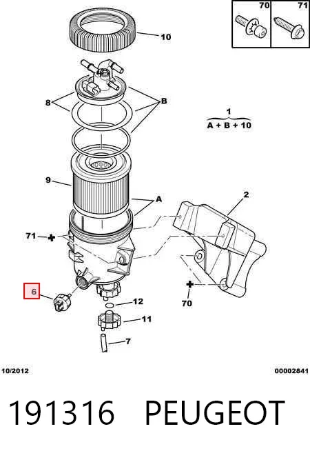 Sensor de nivel de agua del filtro de combustible 191316 Peugeot/Citroen