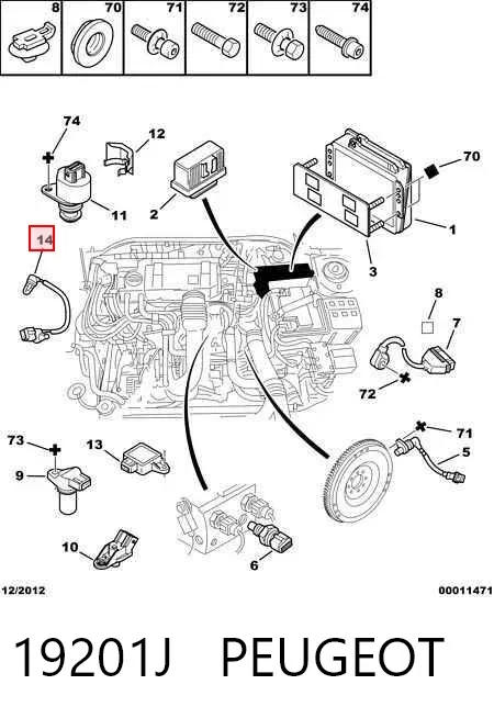 Sensor de temperatura del aire de admisión 19201J Peugeot/Citroen