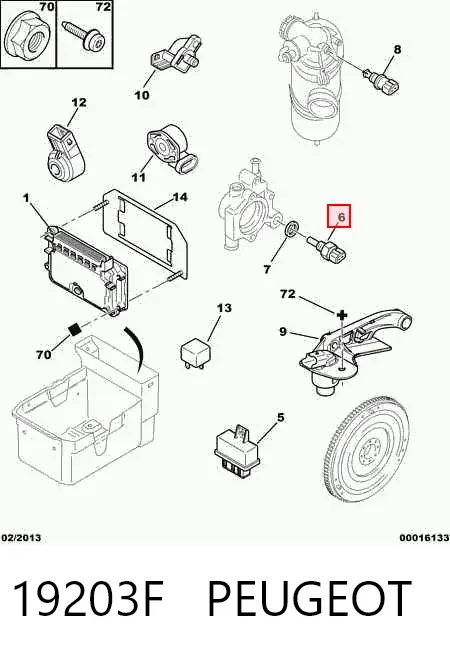 Sensor de temperatura 19203F Peugeot/Citroen