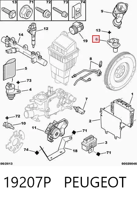 Sensor de cigüeñal 19207P Peugeot/Citroen