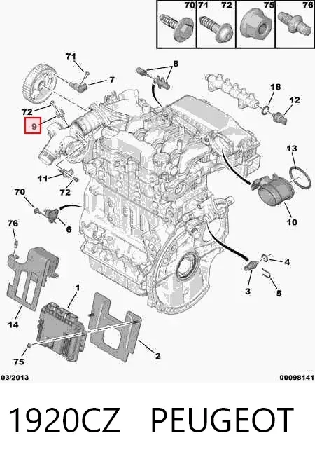 Sensor de presión del colector de admisión 1920CZ Peugeot/Citroen