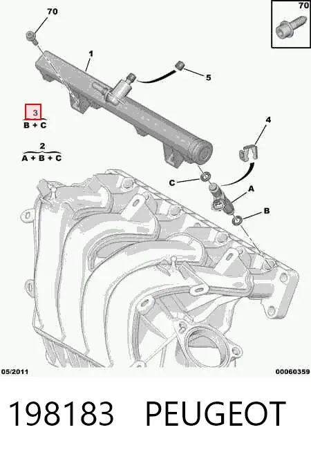 Kit de reparación del inyector 198183 Peugeot/Citroen