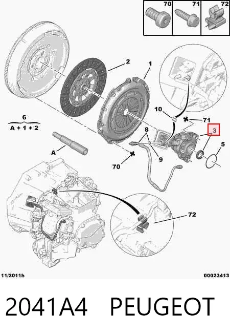 Desembrague central, embrague 2041A4 Peugeot/Citroen