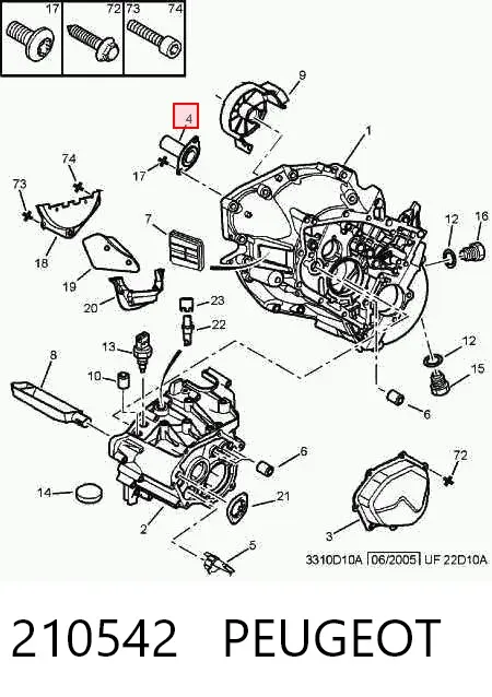 Guía del cojinete de desembrague 210542 Peugeot/Citroen