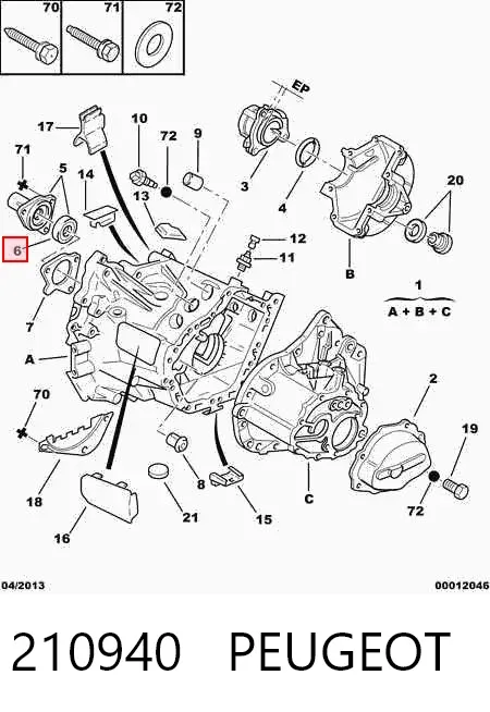 Retén del eje primario de la transmisión 210940 Peugeot/Citroen