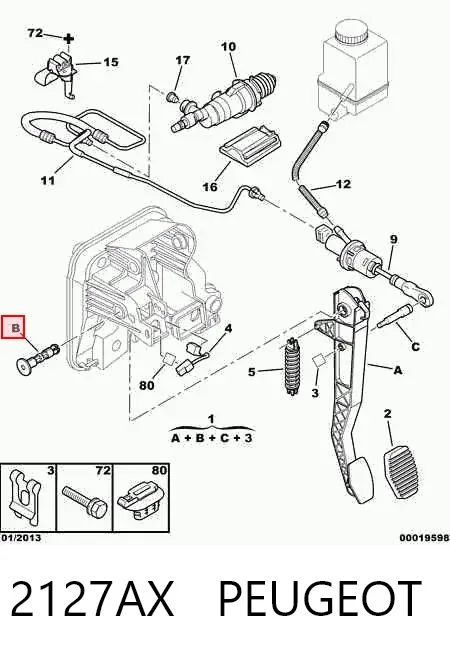 Pedal embrague 2127AX Peugeot/Citroen