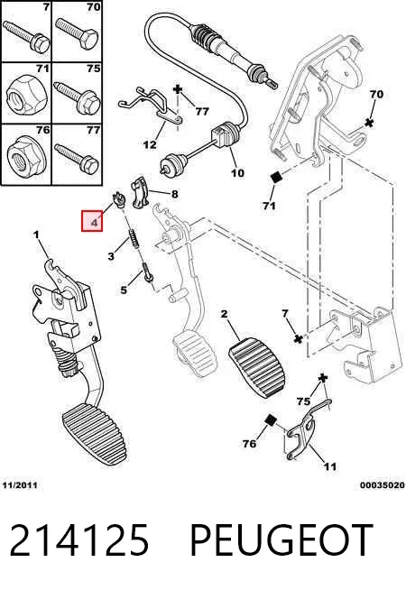Buje del resorte del pedal de embrague 214125 Peugeot/Citroen